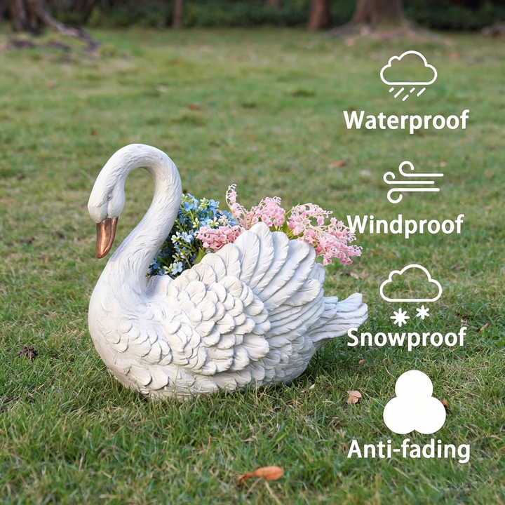 Handcrafted Unique Outdoor Swan Planter &amp; Decorative  Ornament