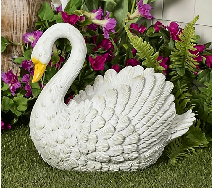Handcrafted Unique Outdoor Swan Planter &amp; Decorative  Ornament
