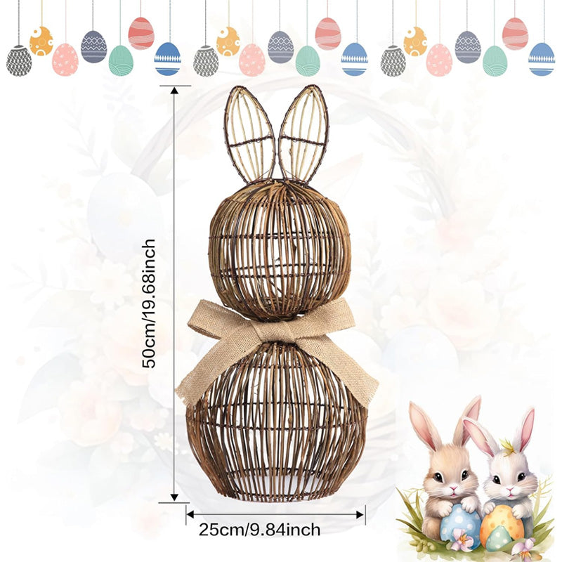 Handmade rattan rabbit figurine