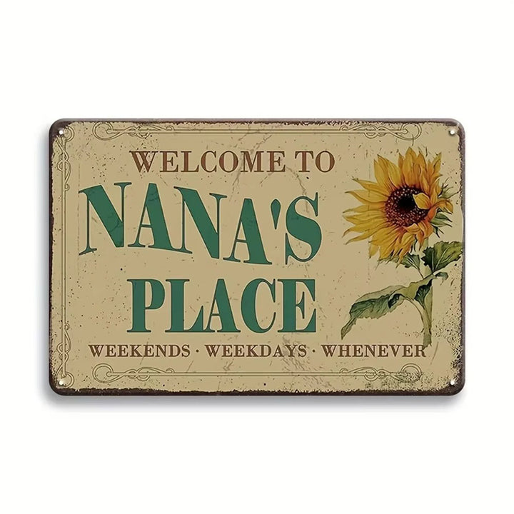 Retro Sunflower Welcome Sign