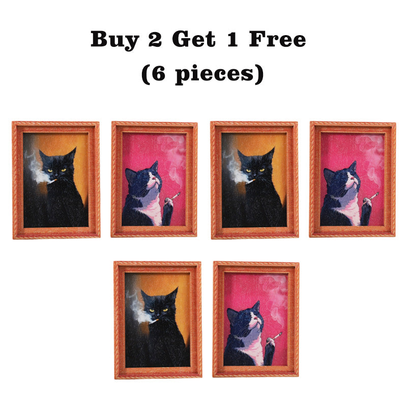 Wooden cat refrigerator magnet