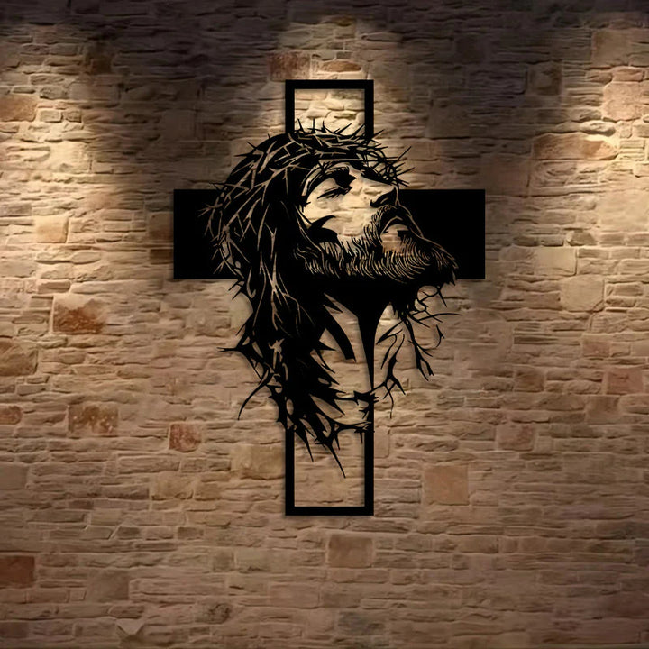 Crown of Thorns Cross Metal Wall Decor