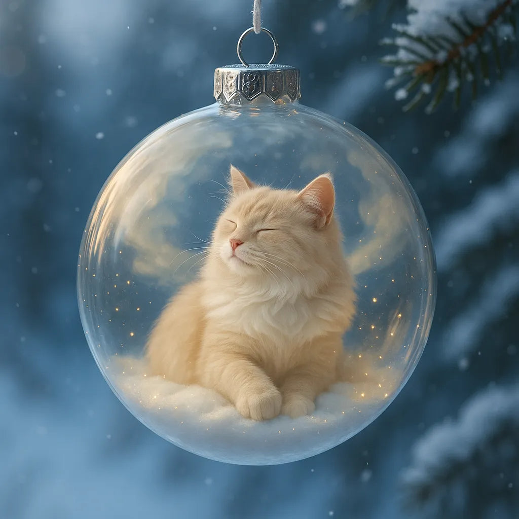 Cute Cat Christmas Glass Ornaments Collection