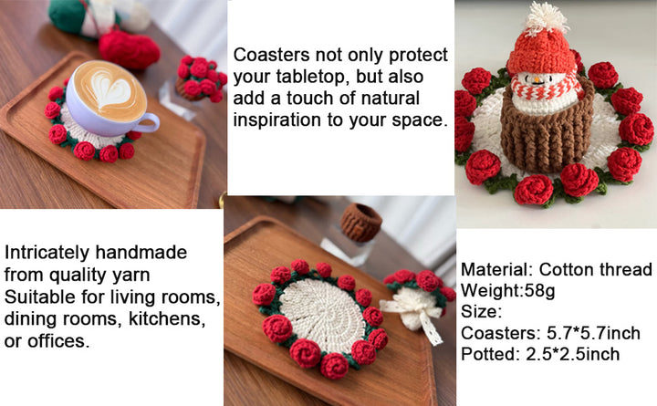 100% hand-woven flower coasters