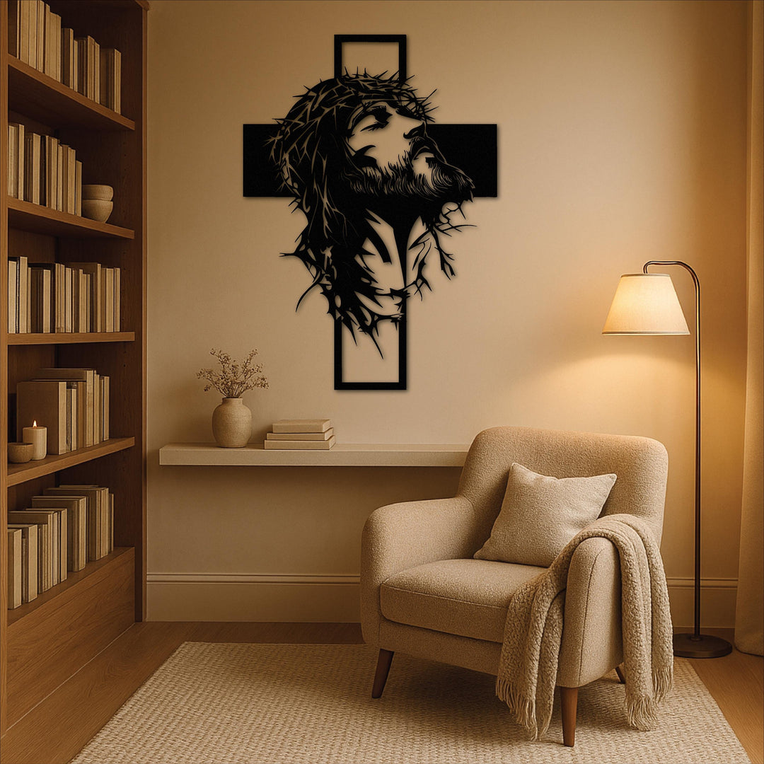 Crown of Thorns Cross Metal Wall Decor
