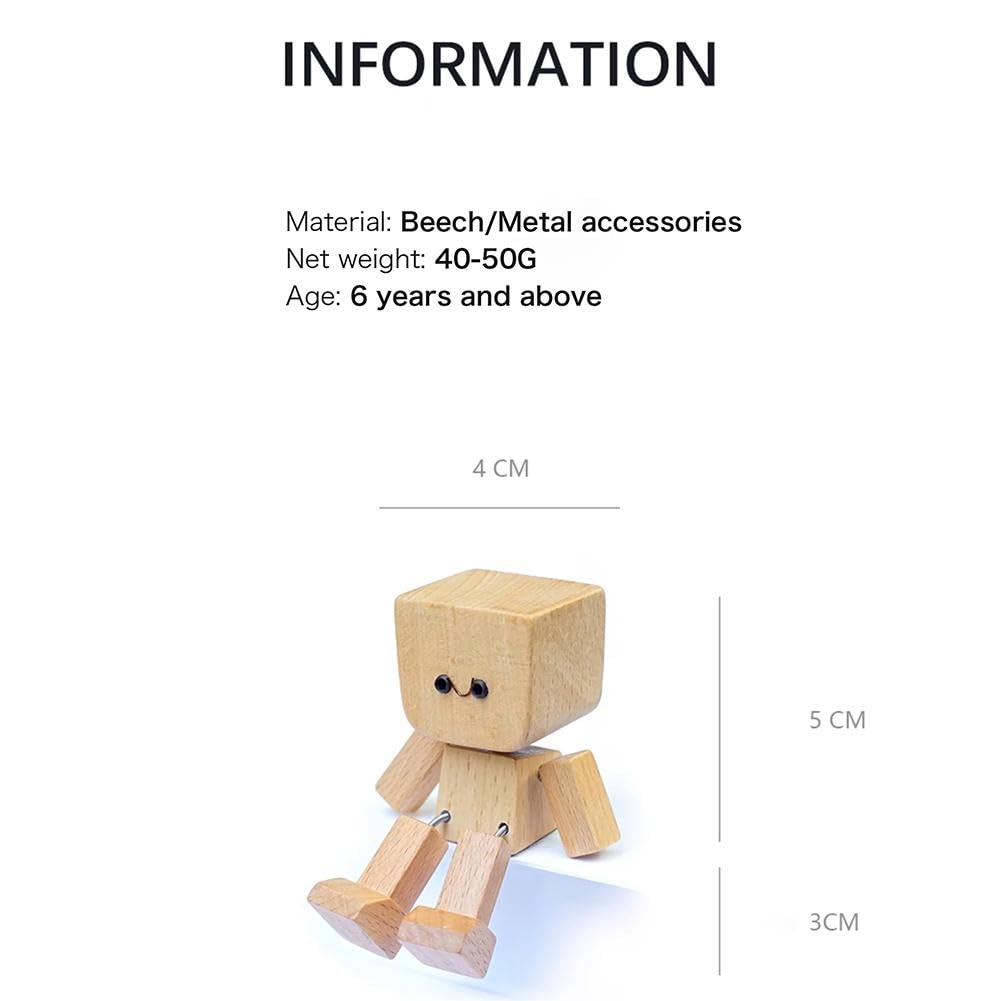 Shaking Wooden Man Figurine(Includes 12 Magnetic Expressions)