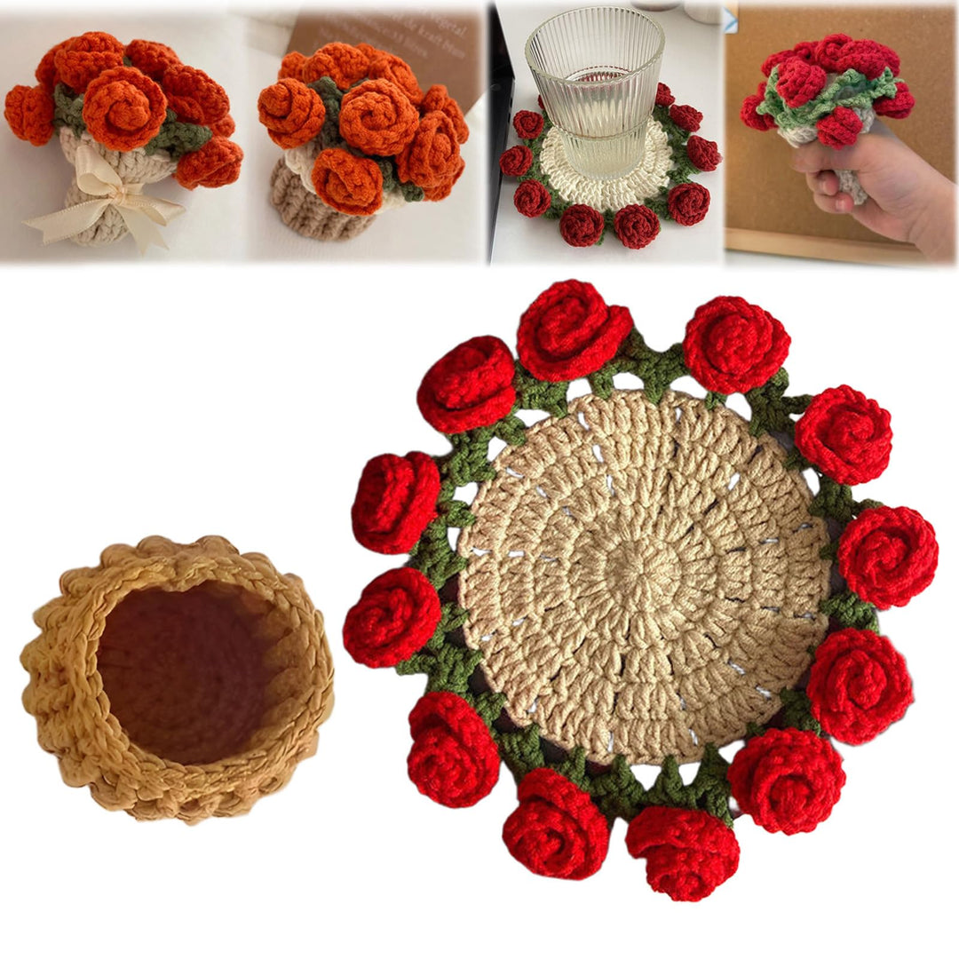 100% hand-woven flower coasters