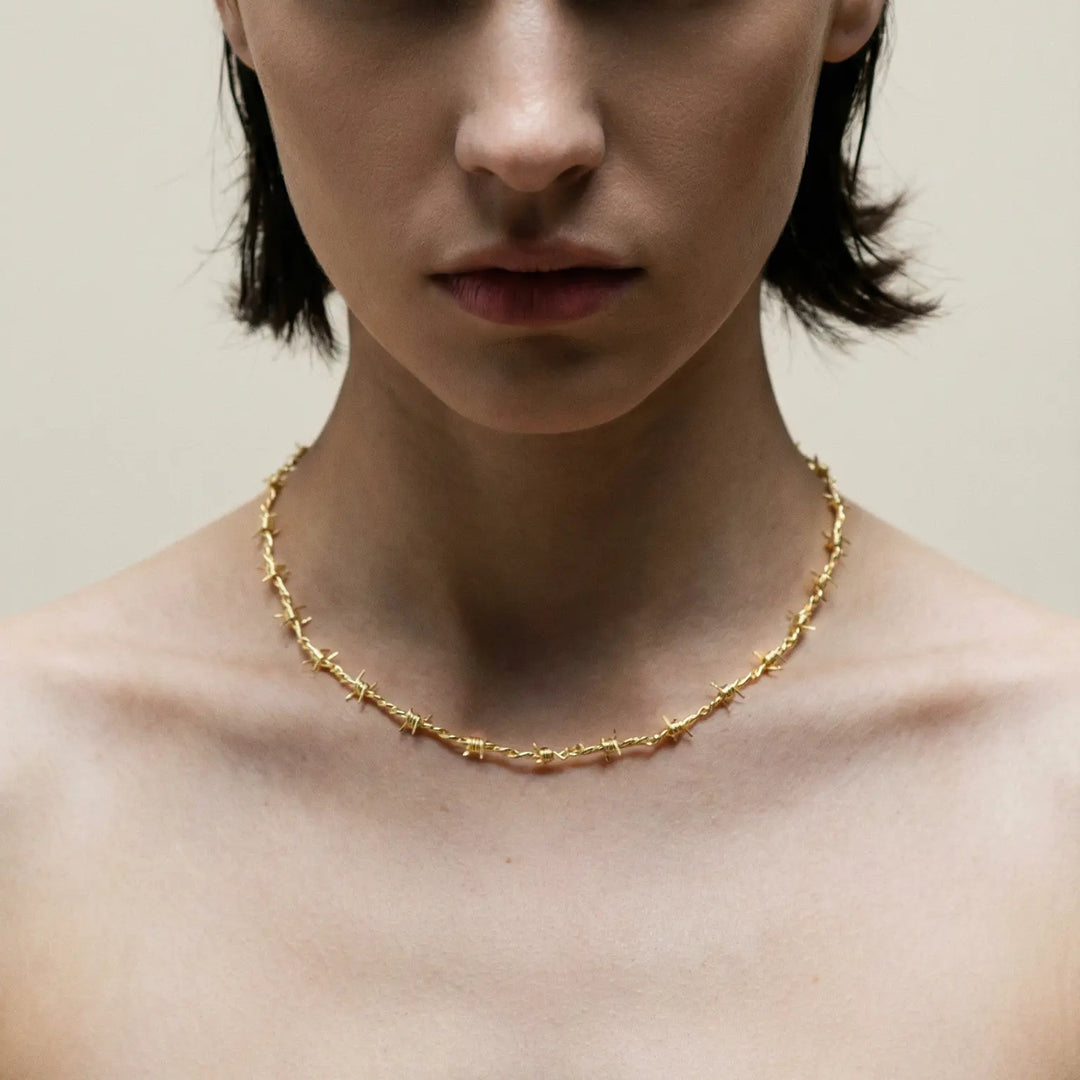 18K Gold Plated Barbed Wire Choker