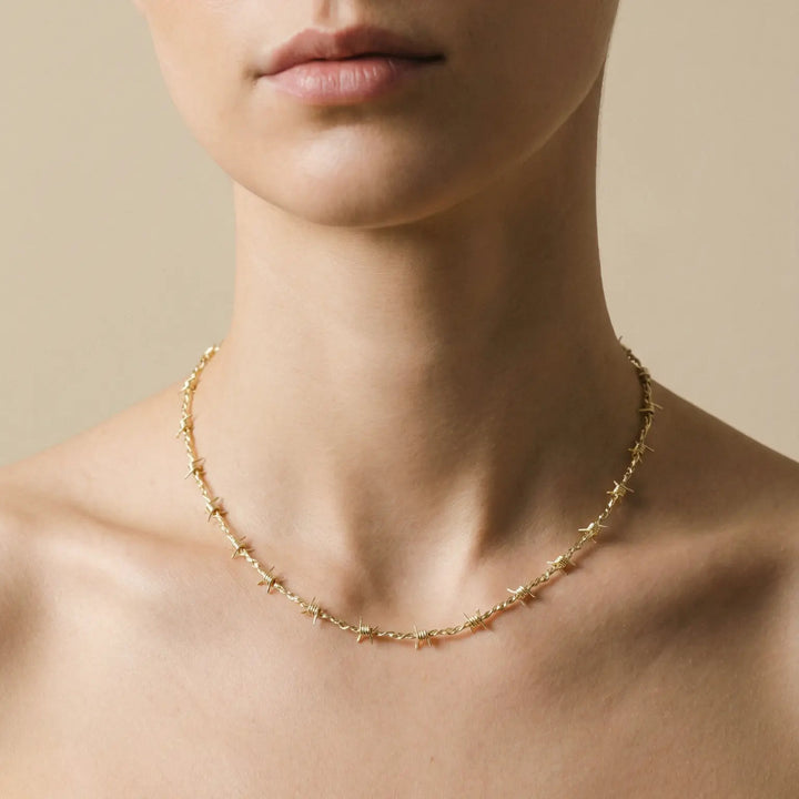 18K Gold Plated Barbed Wire Choker