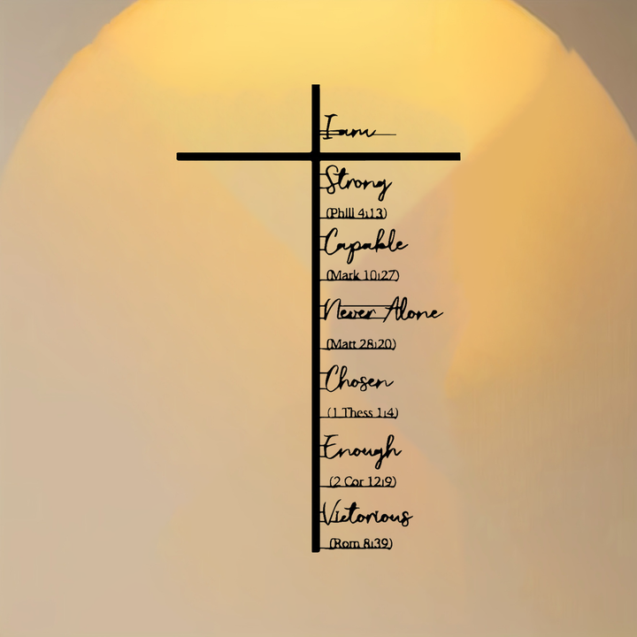 Scripture Affirmation Cross Metal Wall Art