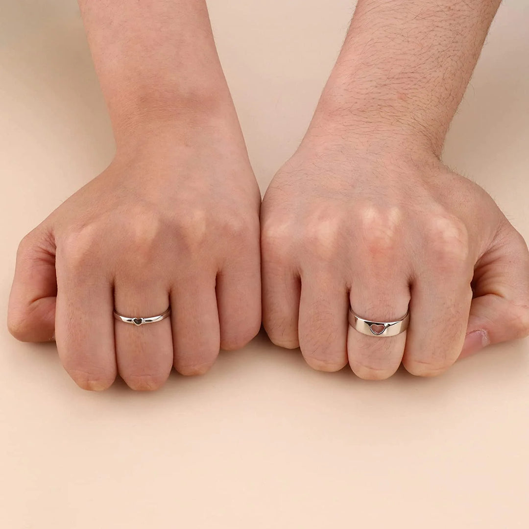 Adjustable heart-shaped couple rings (pair)