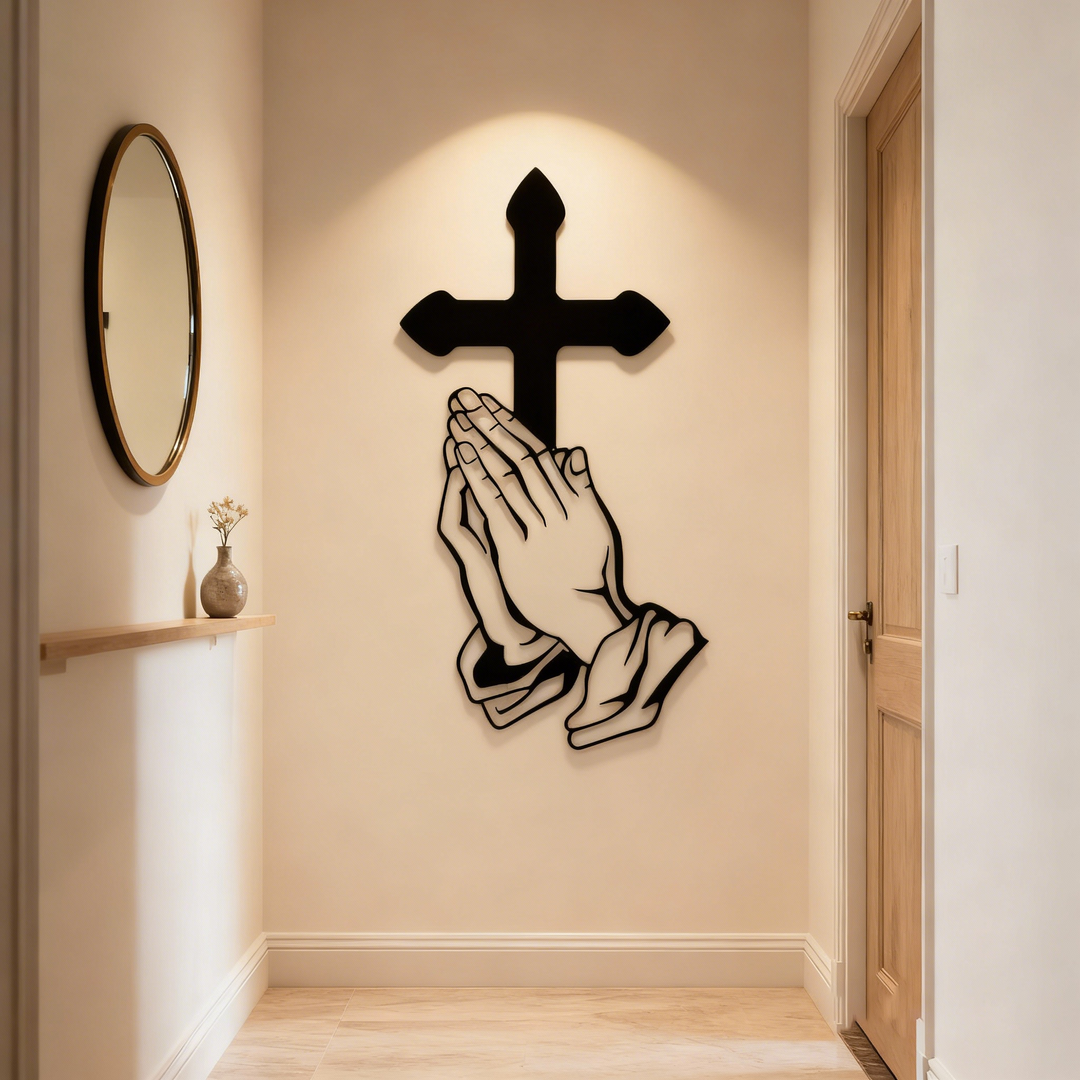 Hands of Devotion Metal Wall Art